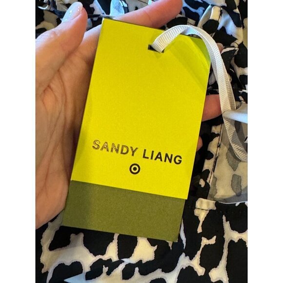 Sandy Liang Dress Women XXS Black White Cotton Leopard Print Ruffle Midi NWT - Picture 12 of 15